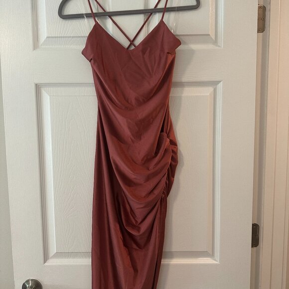 Windsor Rust Ruched Strappy Back Midi Dress – Size L - Picture 1 of 2